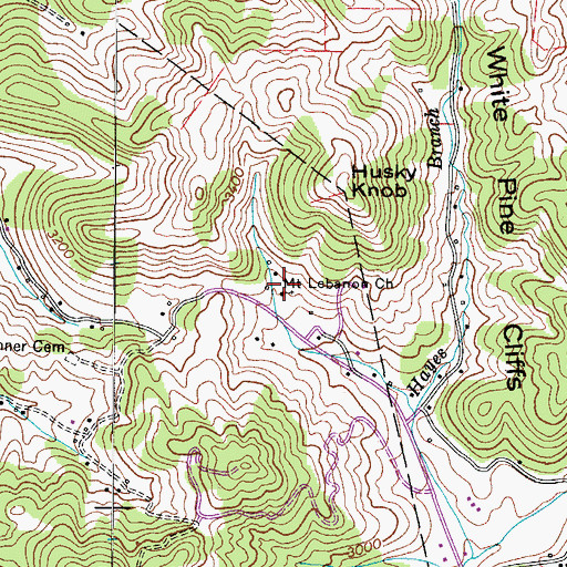 Topographic Map of Mount Lebanon Baptist Church, NC