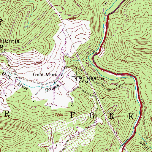 Topographic Map of Mount Moriah Cemetery, NC