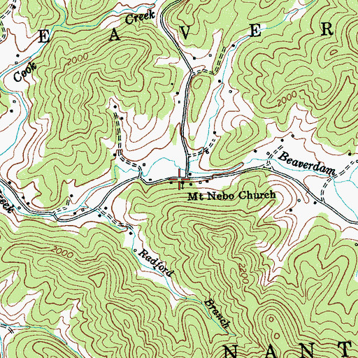 Topographic Map of Mount Nebo Church, NC