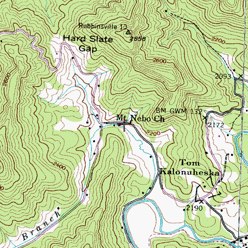 Topographic Map of Mount Nebo Church, NC