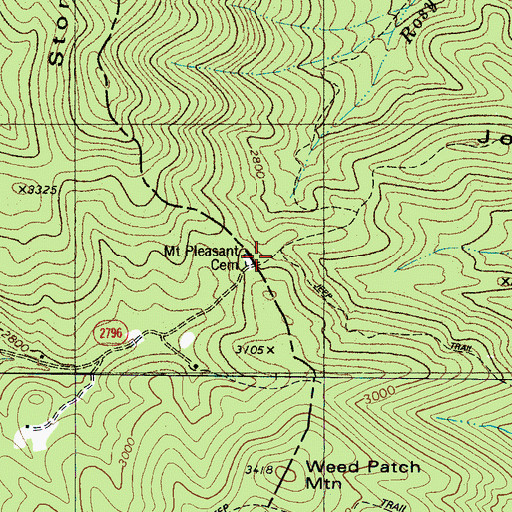 Topographic Map of Mount Pleasant Cemetery, NC