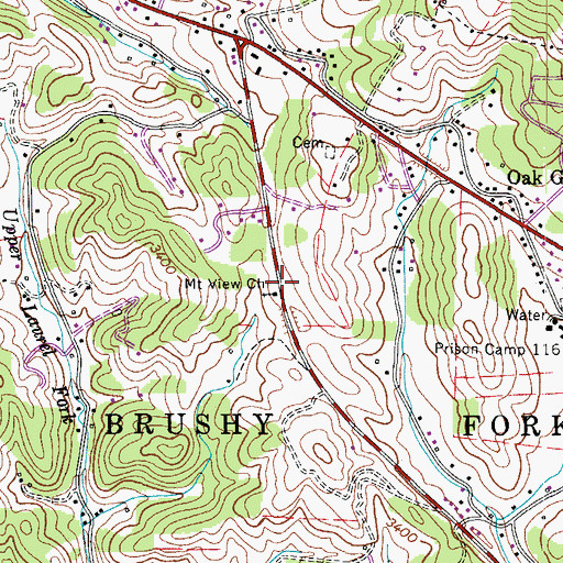 Topographic Map of Mountain View Baptist Church, NC