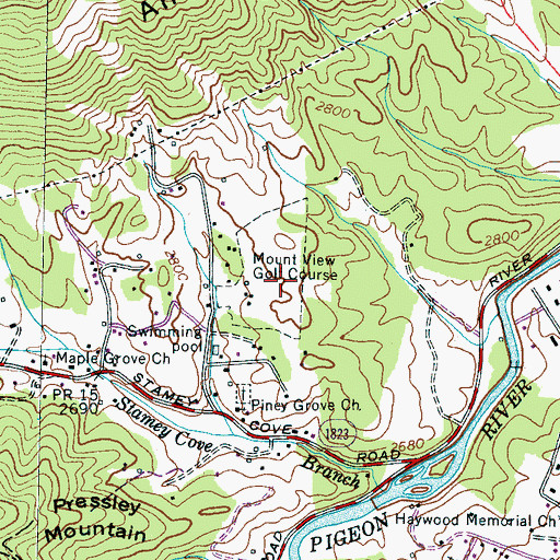 Topographic Map of Mount View Golf Course, NC