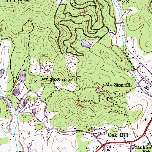 Topographic Map of Mount Zion Cemetery, NC