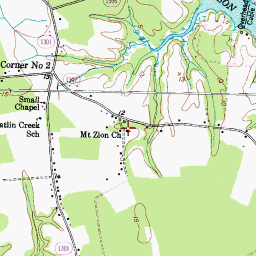 Topographic Map of Mount Zion Church, NC