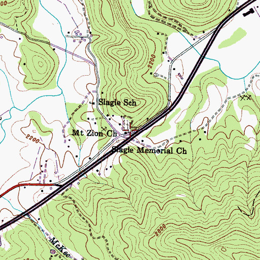 Topographic Map of Mount Zion Church, NC