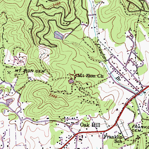 Topographic Map of Mount Zion Church, NC