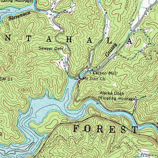 Topographic Map of Mount Zion Church, NC