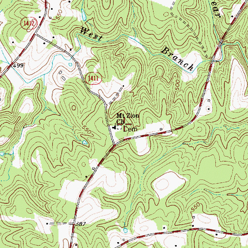 Topographic Map of Mount Zion Church, NC
