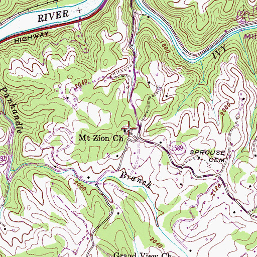 Topographic Map of Mount Zion Church, NC