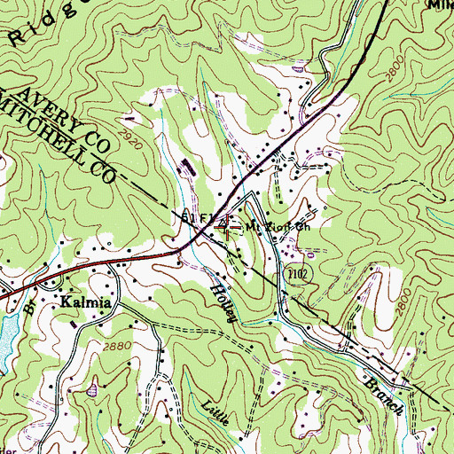 Topographic Map of Mount Zion Church, NC