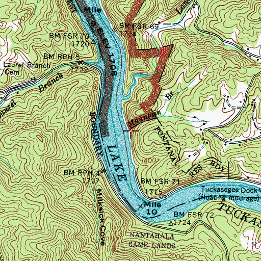 Topographic Map of Mountain Branch, NC