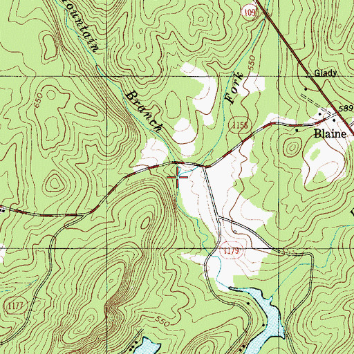 Topographic Map of Mountain Branch, NC