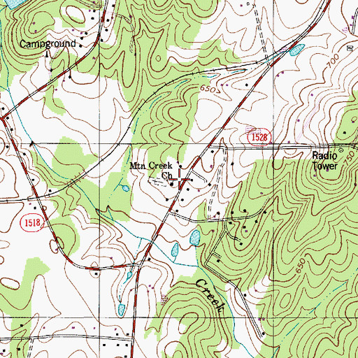 Topographic Map of Mountain Creek Church, NC