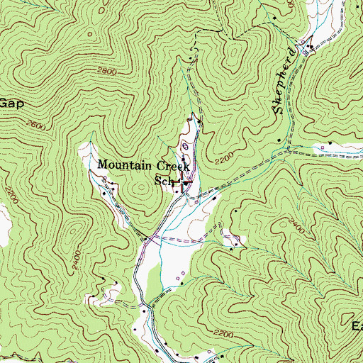 Topographic Map of Mountain Creek School, NC