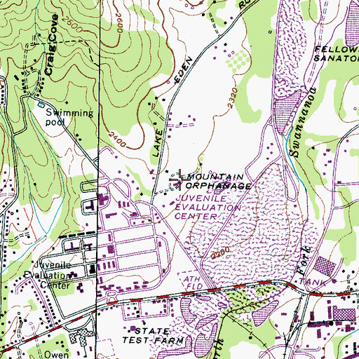 Topographic Map of Mountain Orphanage, NC