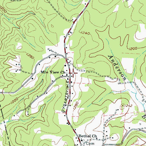 Topographic Map of Mountain View Church, NC