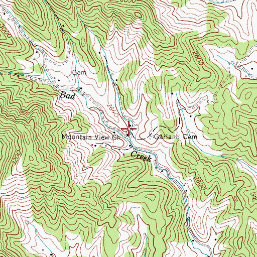 Topographic Map of Mountain View Church, NC