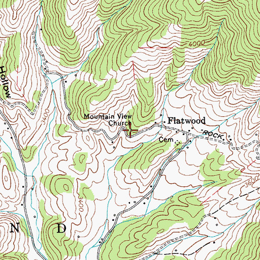Topographic Map of Mountain View Church, NC