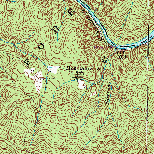 Topographic Map of Mountainview School, NC