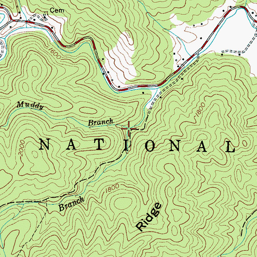 Topographic Map of Muddy Branch, NC