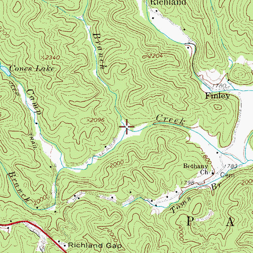 Topographic Map of Muddy Branch, NC