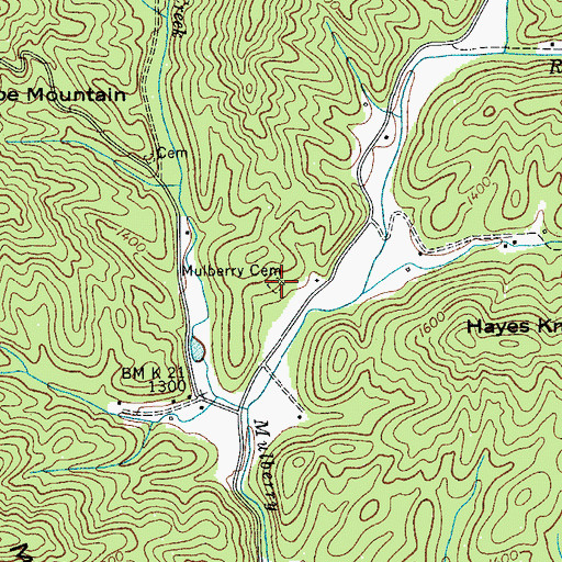 Topographic Map of Mulberry Cemetery, NC