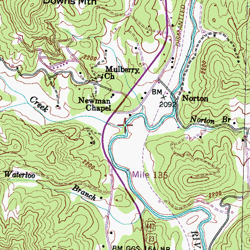 Topographic Map of Mulberry Creek, NC