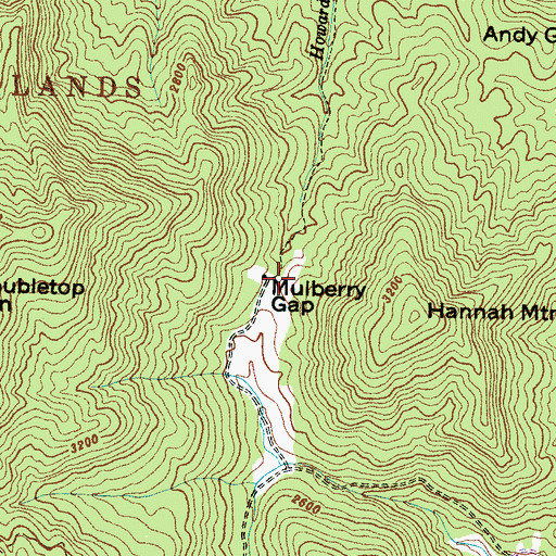 Topographic Map of Mulberry Gap, NC