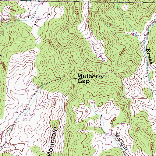 Topographic Map of Mulberry Gap, NC
