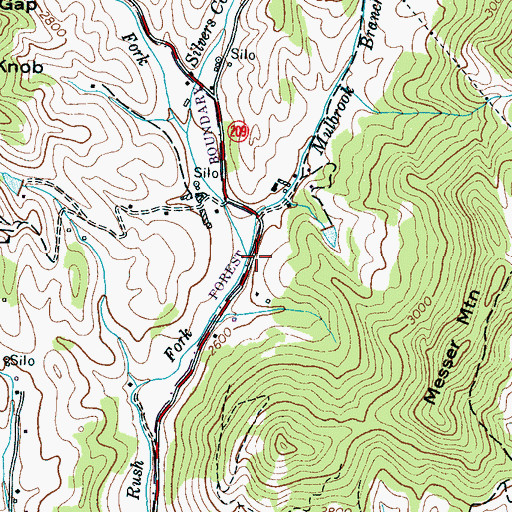 Topographic Map of Mulbrook Branch, NC