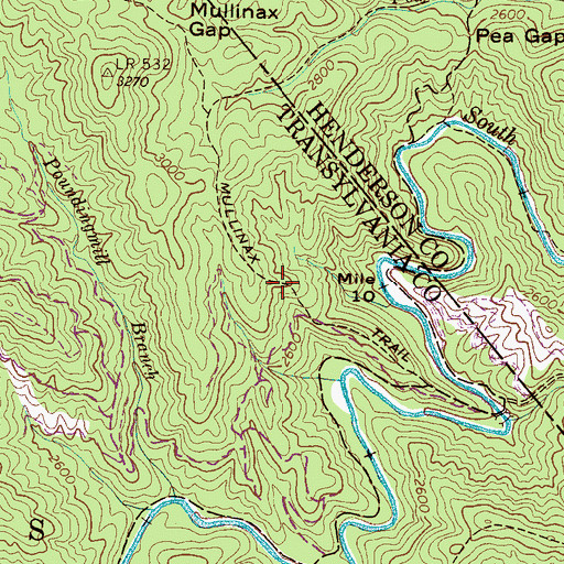 Topographic Map of Mullinax Trail, NC