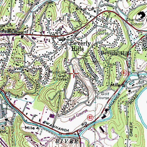 Topographic Map of Municipal Golf Course, NC