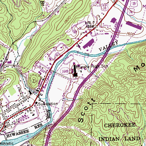 Topographic Map of Murphy High School, NC