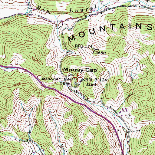 Topographic Map of Murray Gap Cemetery, NC