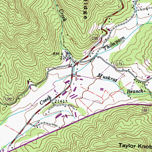 Topographic Map of Muskrat Branch, NC