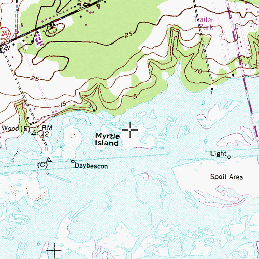 Topographic Map of Myrtle Island, NC