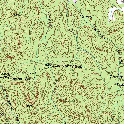 Topographic Map of Nancy Gap, NC