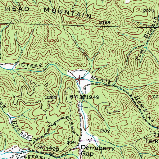 Topographic Map of Nancy Hawkins Branch, NC