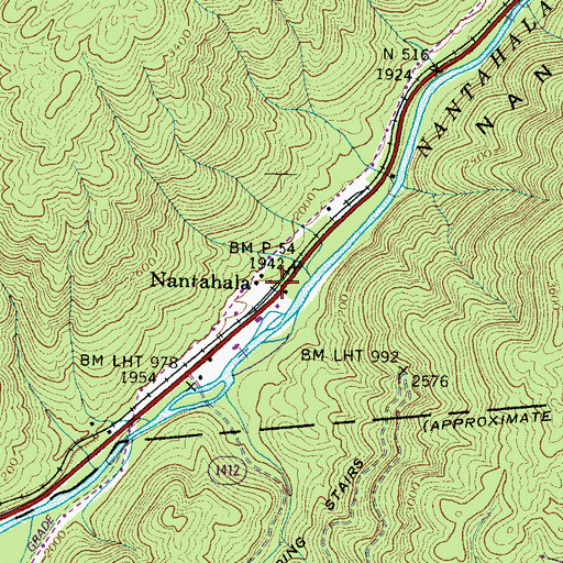 Topographic Map of Nantahala, NC