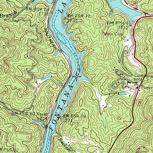 Topographic Map of Nantahala Gorge, NC