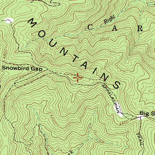 Topographic Map of Nantahala Mountains, NC