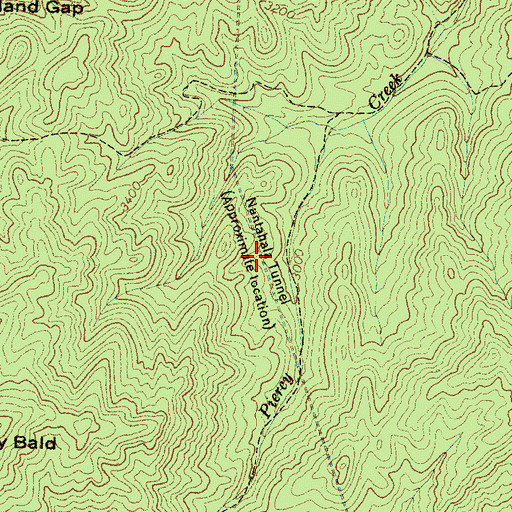 Topographic Map of Nantahala Tunnel, NC