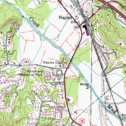 Topographic Map of Naples Church, NC
