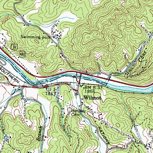 Topographic Map of Nations Creek, NC