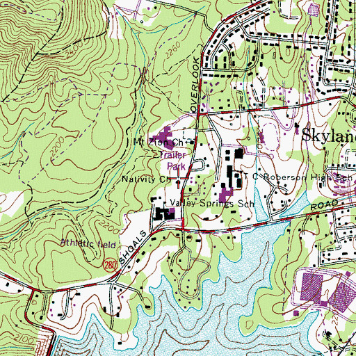 Topographic Map of Nativity Church, NC