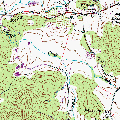 Topographic Map of Nattie Branch, NC