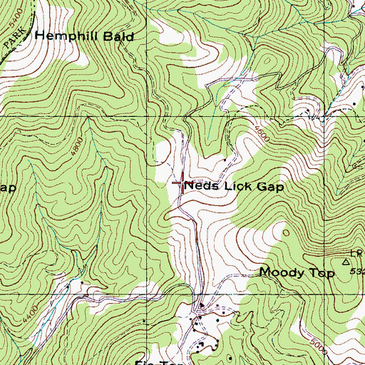 Topographic Map of Neds Lick Gap, NC