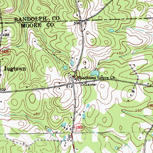 Topographic Map of Needhams Grove Church, NC