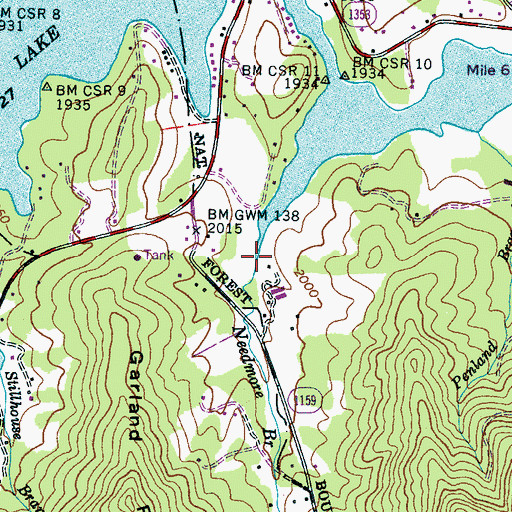 Topographic Map of Needmore Branch, NC